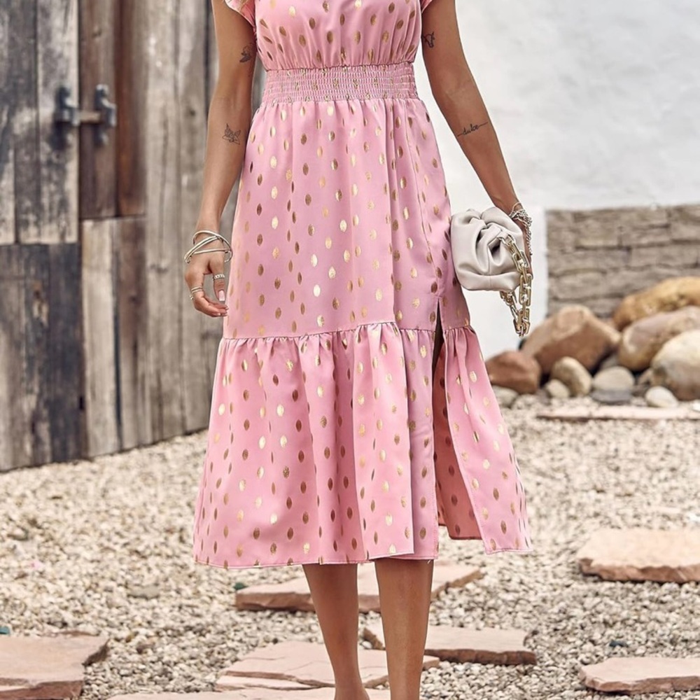 Elegant Pink and Gold Women's Dress